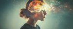 brain on the background of a woman